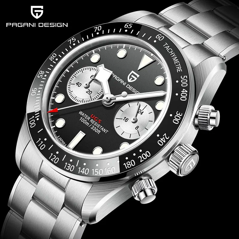 Pagani Design PD-1718 Black Bay Chrono Panda Black Dial Men's Watch